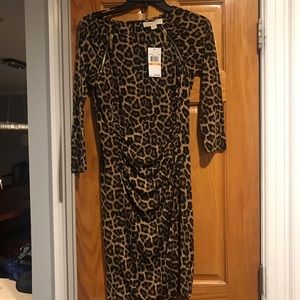 Michael Kors leopard print long sleeve dress